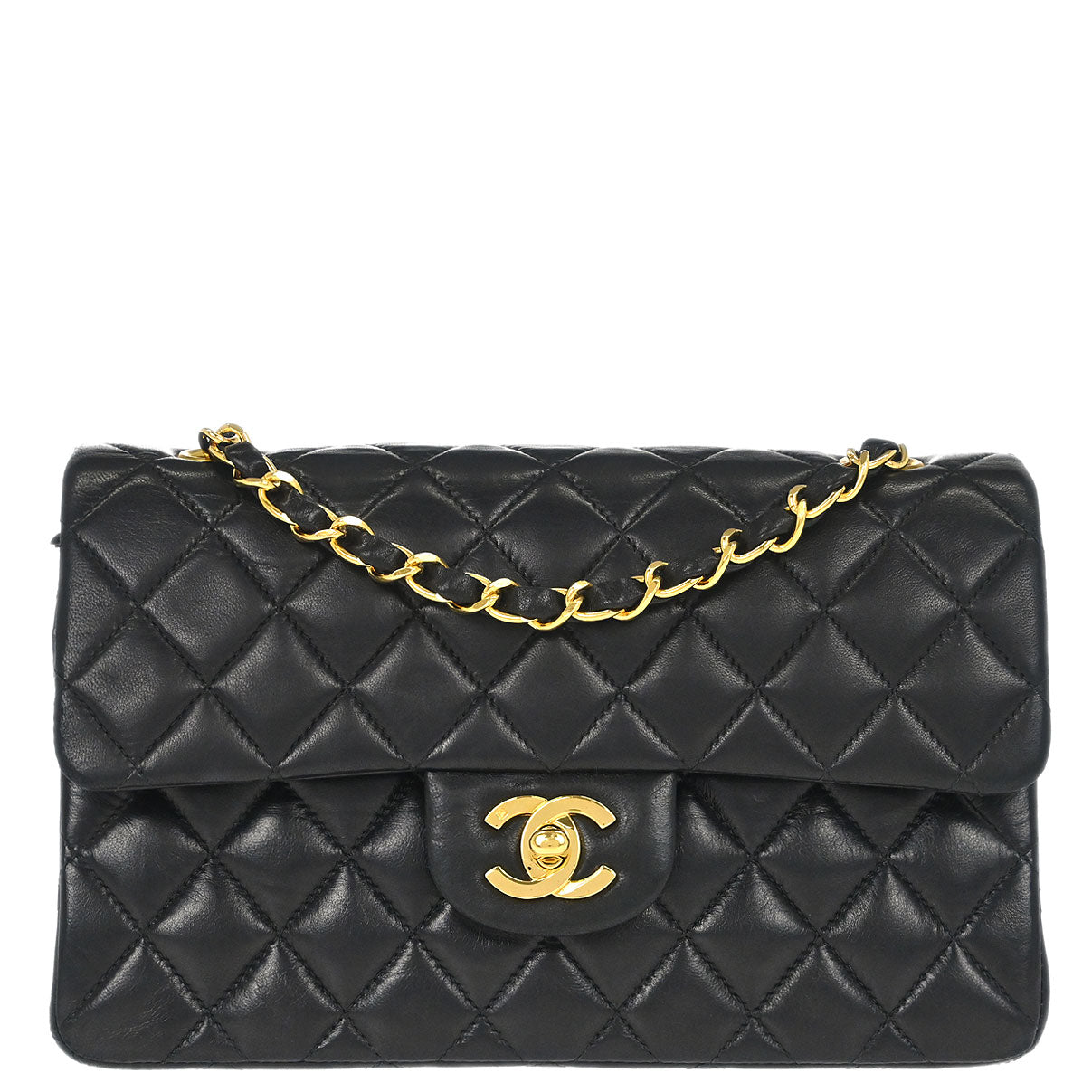 Chanel Black Lambskin Small Classic Double Flap Shoulder Bag