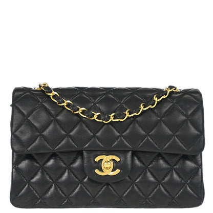 Chanel Black Lambskin Small Classic Double Flap Shoulder Bag