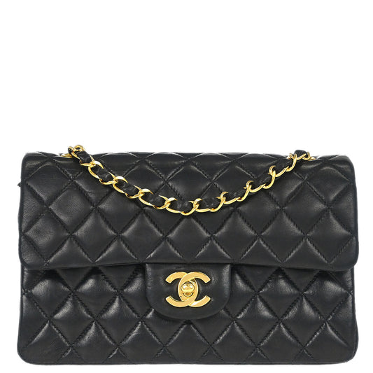 Chanel Black Lambskin Small Classic Double Flap Shoulder Bag
