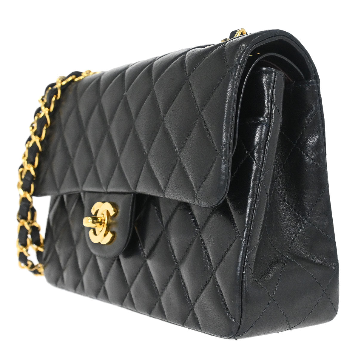 Chanel Black Lambskin Small Classic Double Flap Shoulder Bag