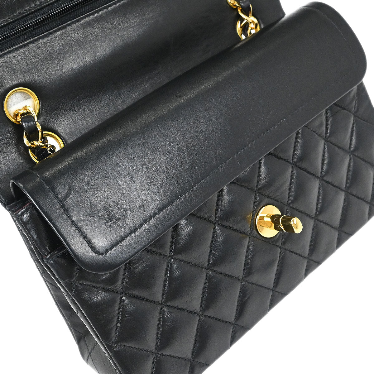 Chanel Black Lambskin Small Classic Double Flap Shoulder Bag