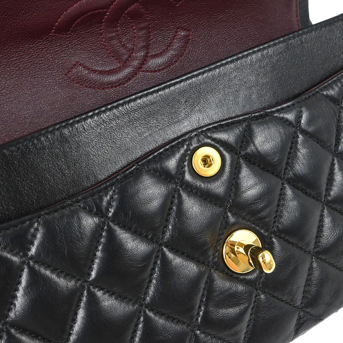 Chanel Black Lambskin Small Classic Double Flap Shoulder Bag