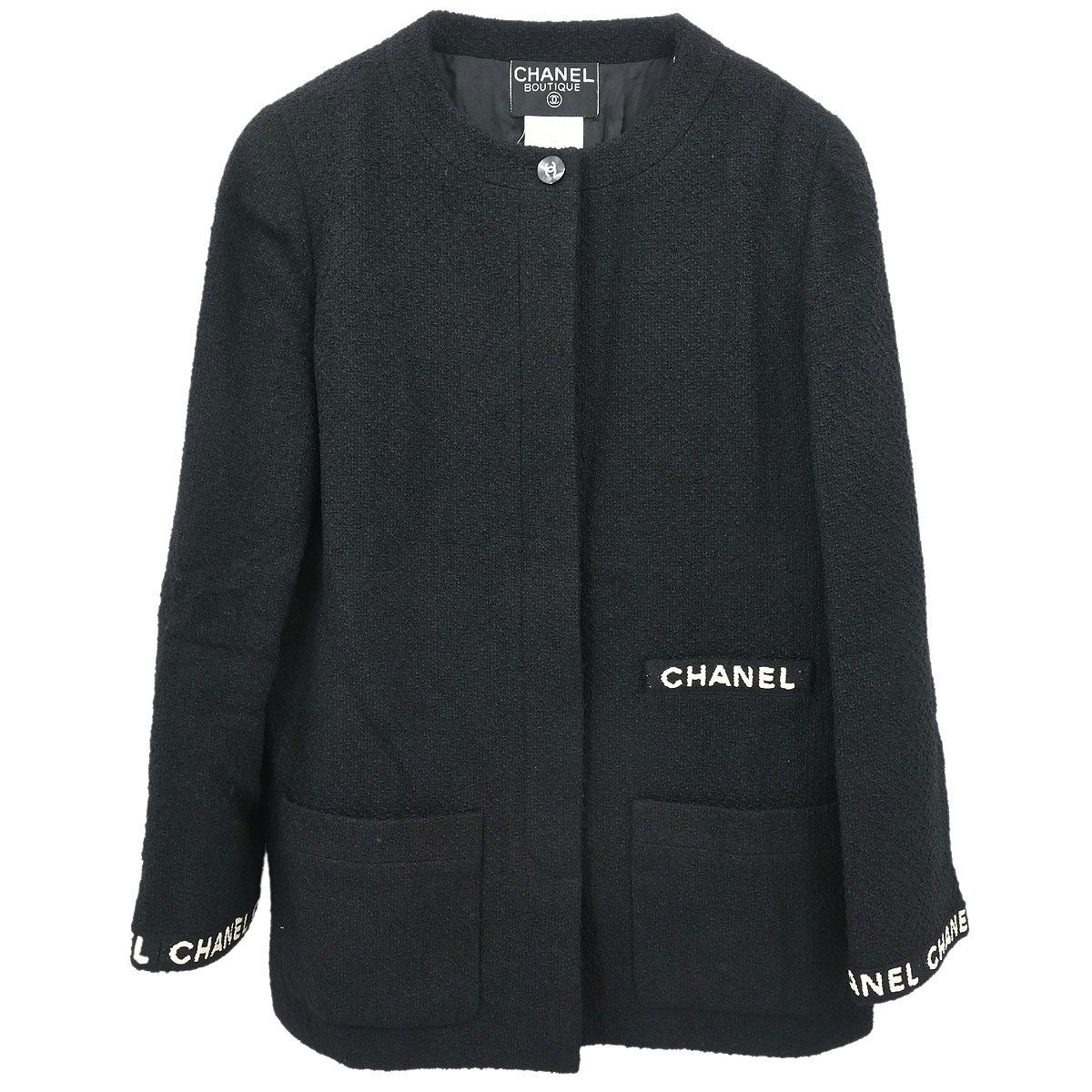 Chanel 1995 Collarless Jacket Black #40