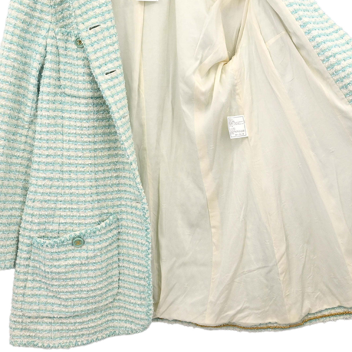 Chanel 1997 Collarless Tweed Jacket Blue #48