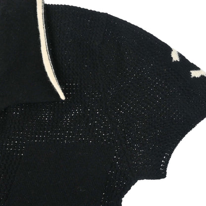 Chanel 2001 Short Sleeve Sweater Knit Top Black #38