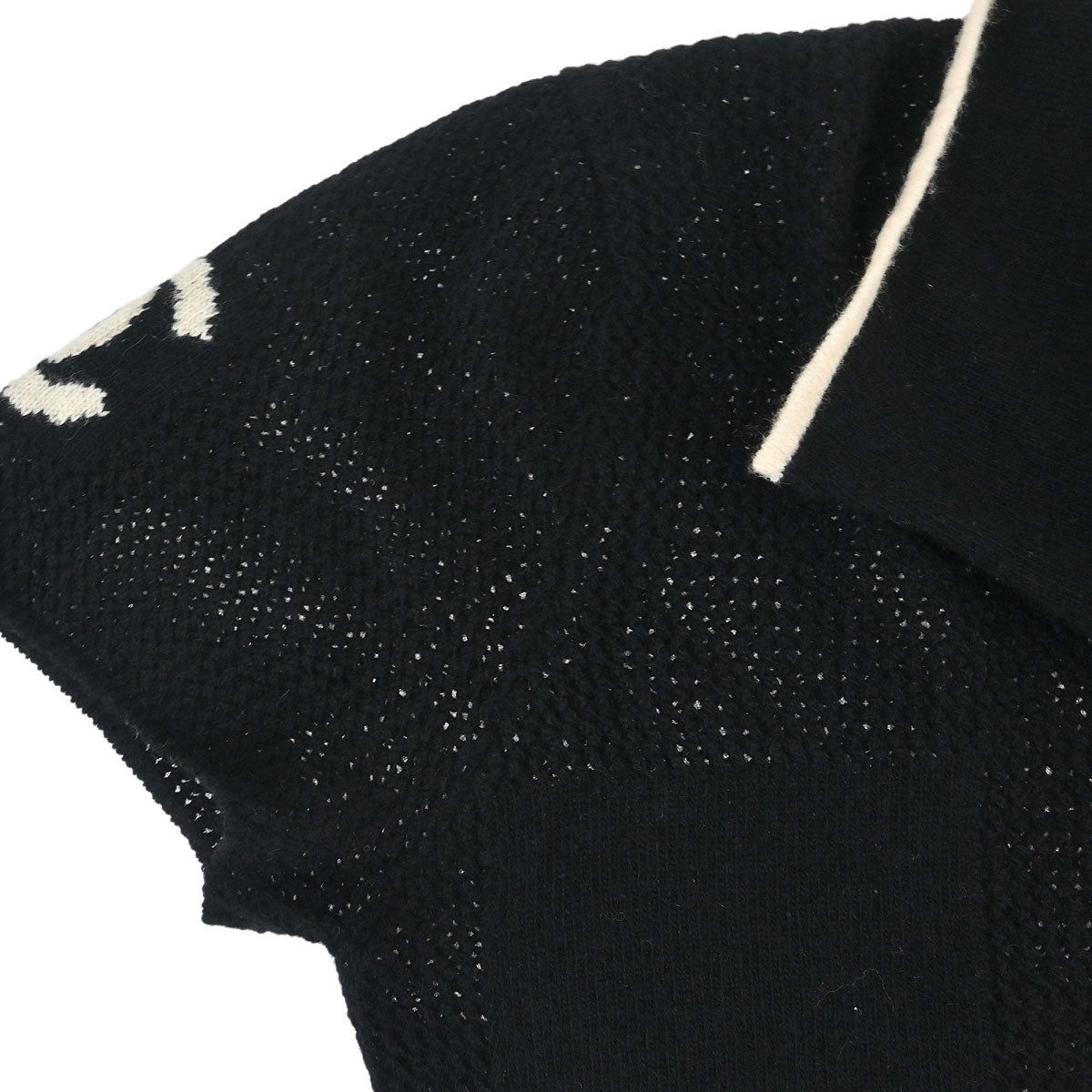 Chanel 2001 Short Sleeve Sweater Knit Top Black #38
