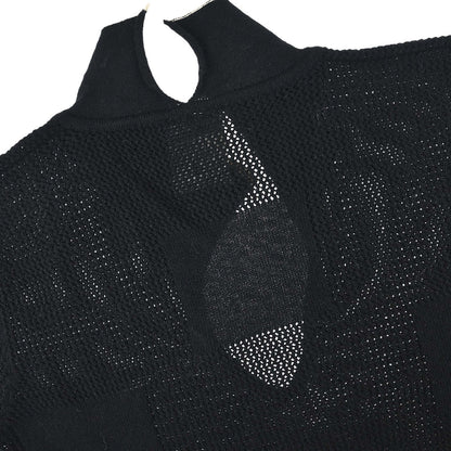 Chanel 2001 Short Sleeve Sweater Knit Top Black #38