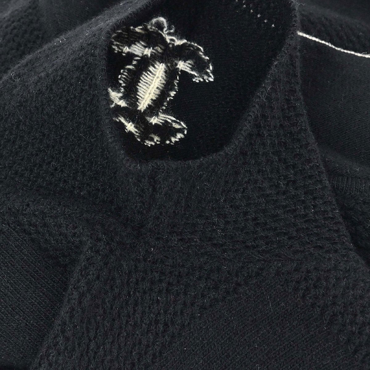 Chanel 2001 Short Sleeve Sweater Knit Top Black #38