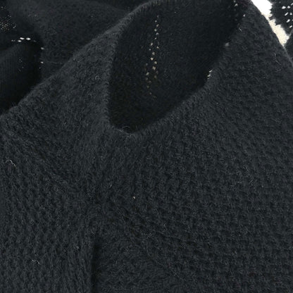 Chanel 2001 Short Sleeve Sweater Knit Top Black #38