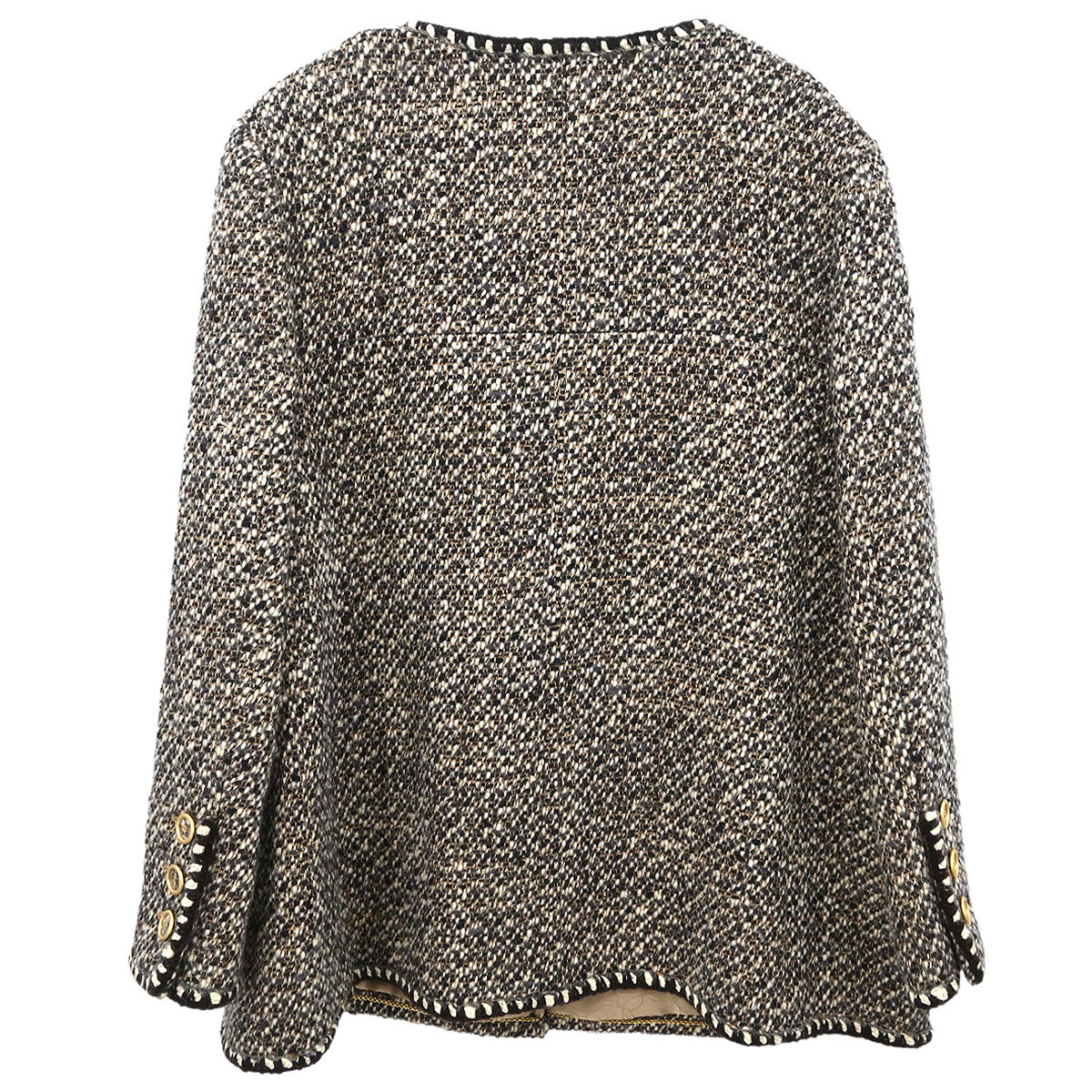 Chanel 2001 Collarless Jacket Tweed Brown #44