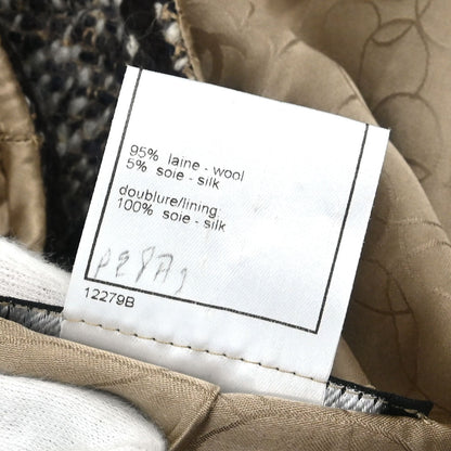 Chanel 2001 Collarless Jacket Tweed Brown #44