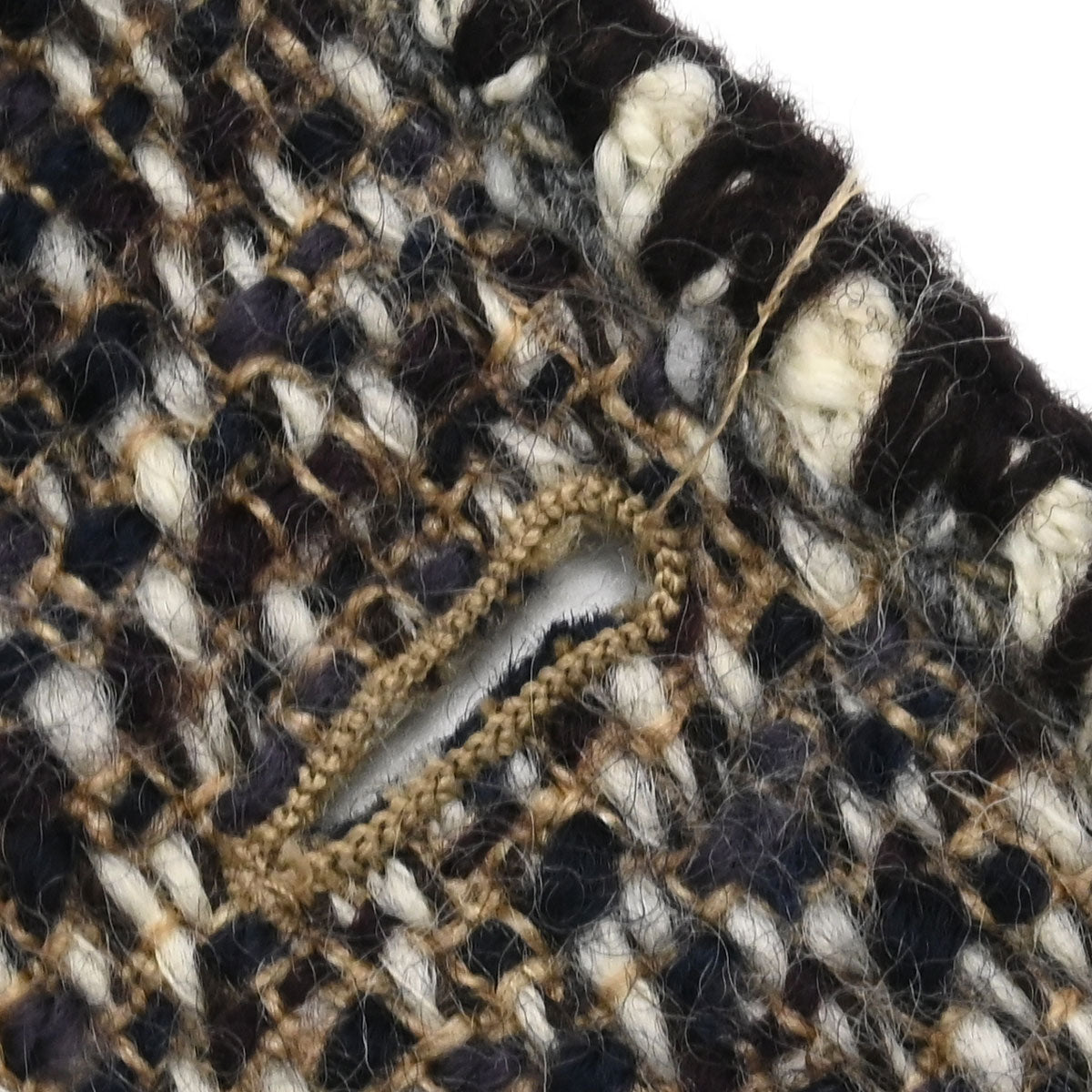 Chanel 2001 Collarless Jacket Tweed Brown #44