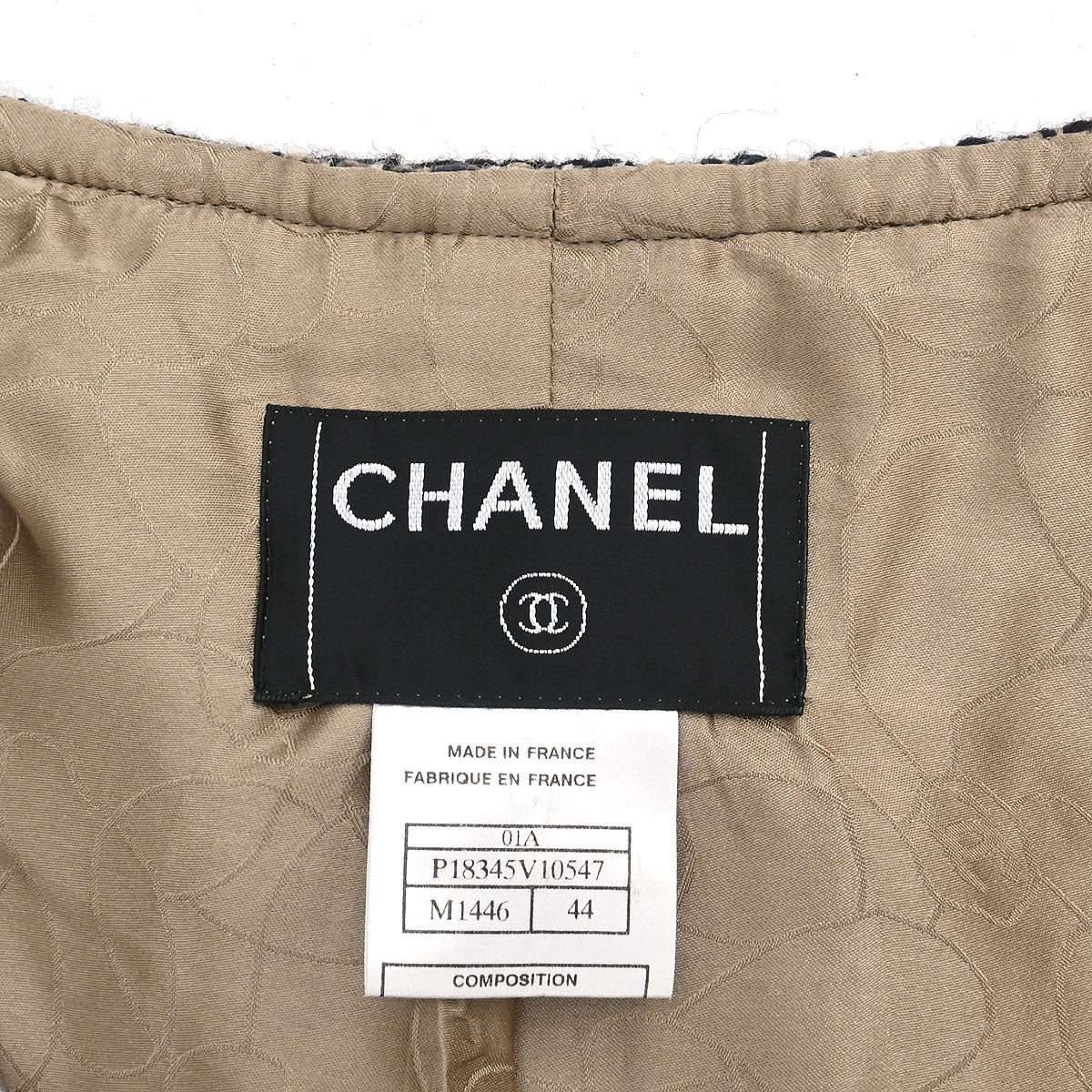 Chanel 2001 Collarless Jacket Tweed Brown #44