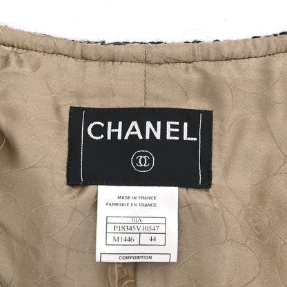 Chanel 2001 Collarless Jacket Tweed Brown #44