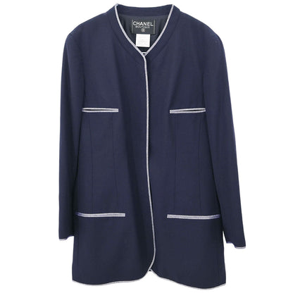 Chanel 1996 Collarless Jacket Navy 96P #44