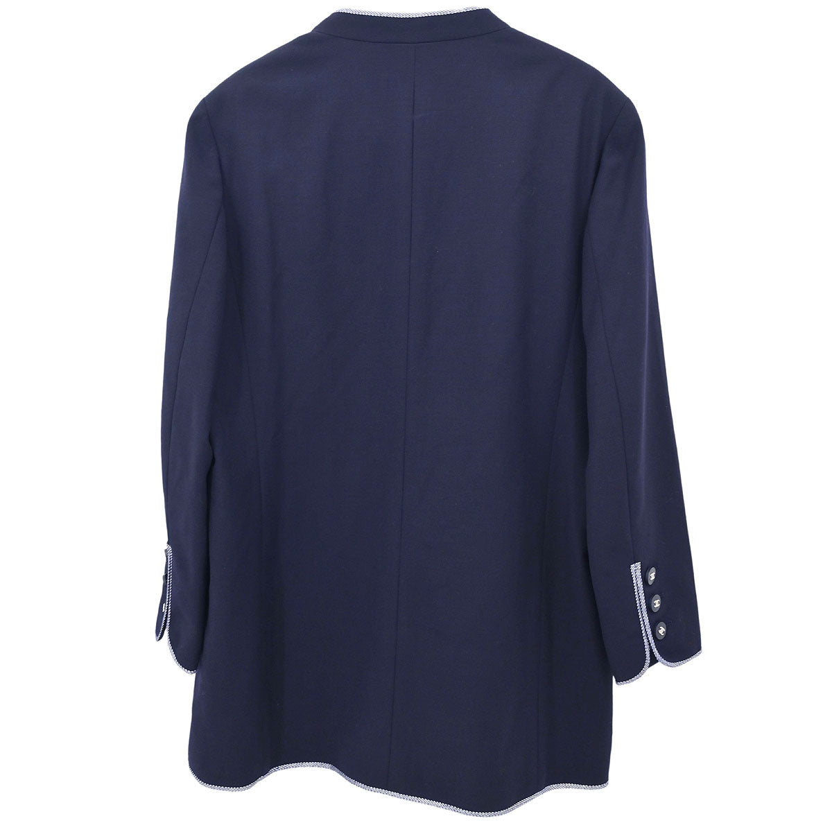 Chanel 1996 Collarless Jacket Navy 96P #44