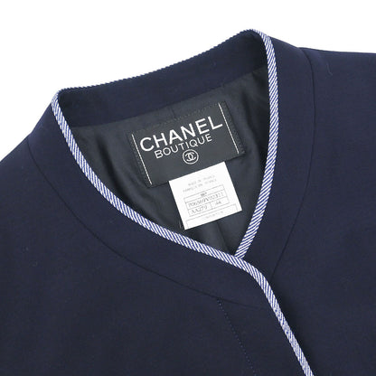 Chanel 1996 Collarless Jacket Navy 96P #44