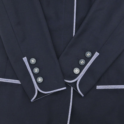 Chanel 1996 Collarless Jacket Navy 96P #44