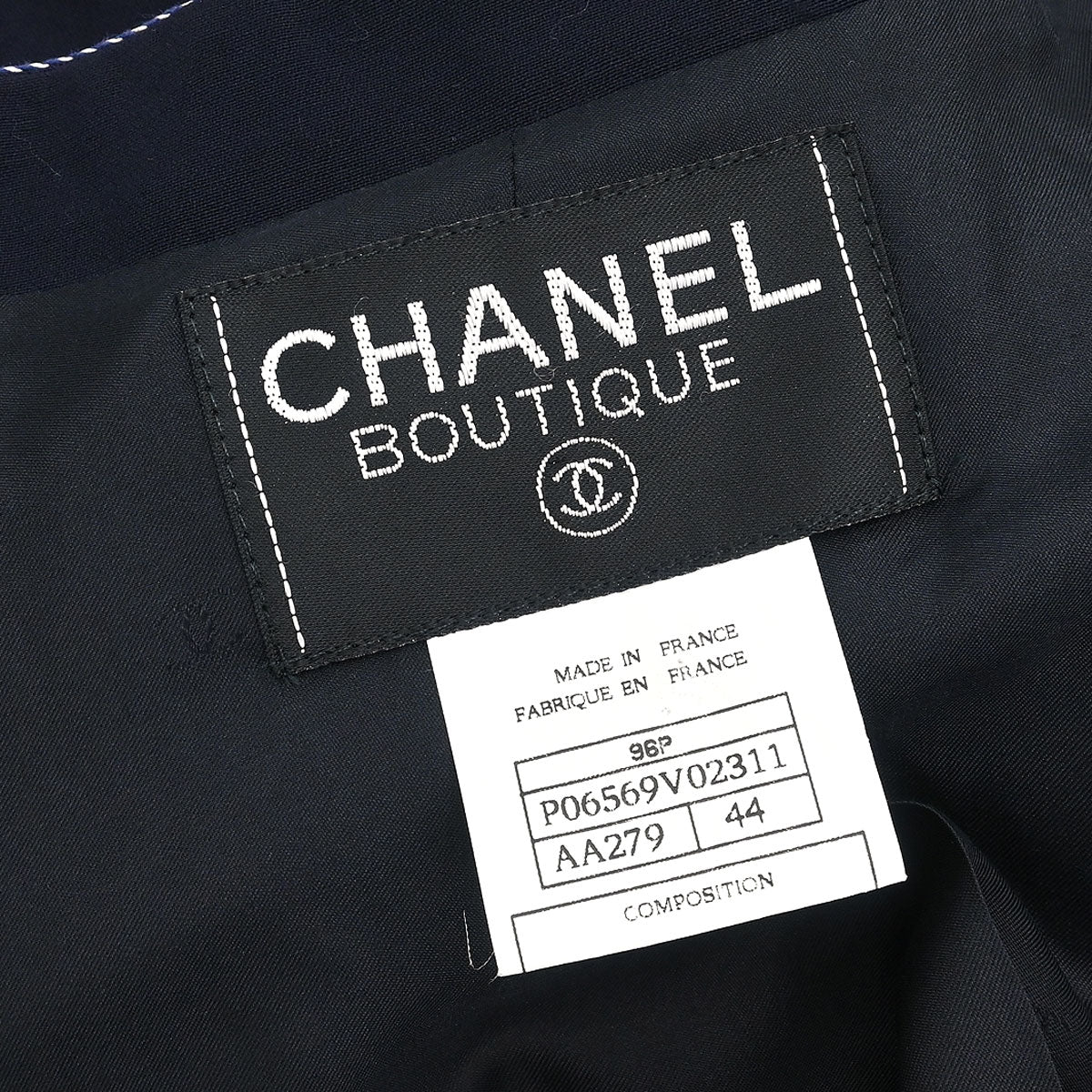 Chanel 1996 Collarless Jacket Navy 96P #44
