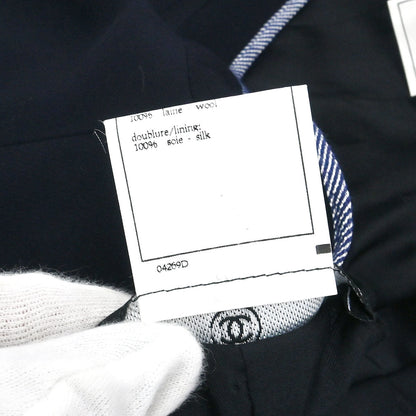 Chanel 1996 Collarless Jacket Navy 96P #44