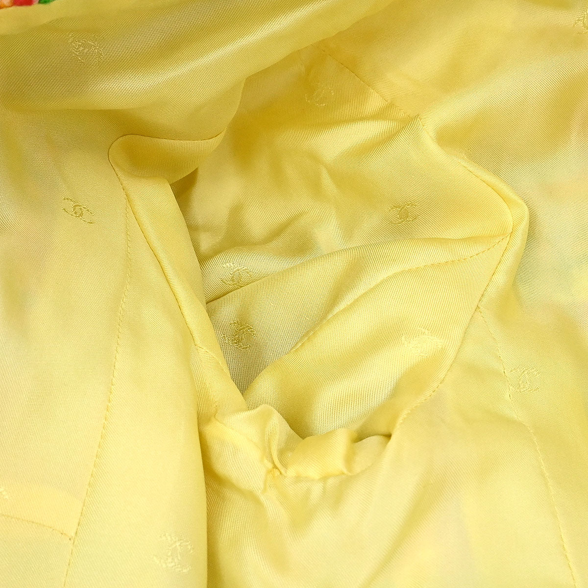 Chanel 1997 Setup Suit Jacket Skirt Tweed Check Yellow-green #40