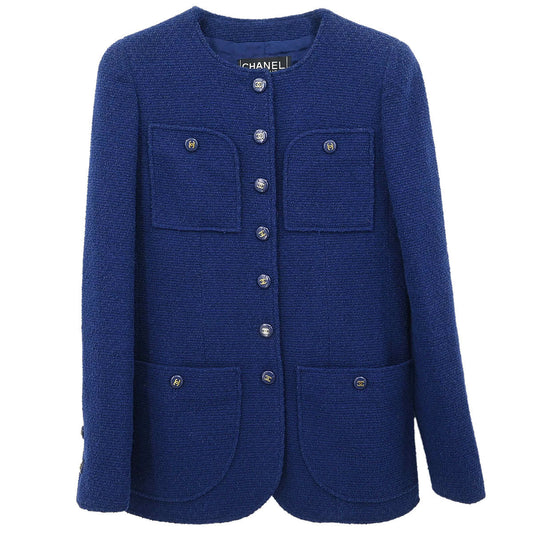 Chanel 1995 Collarless Jacket Navy #36