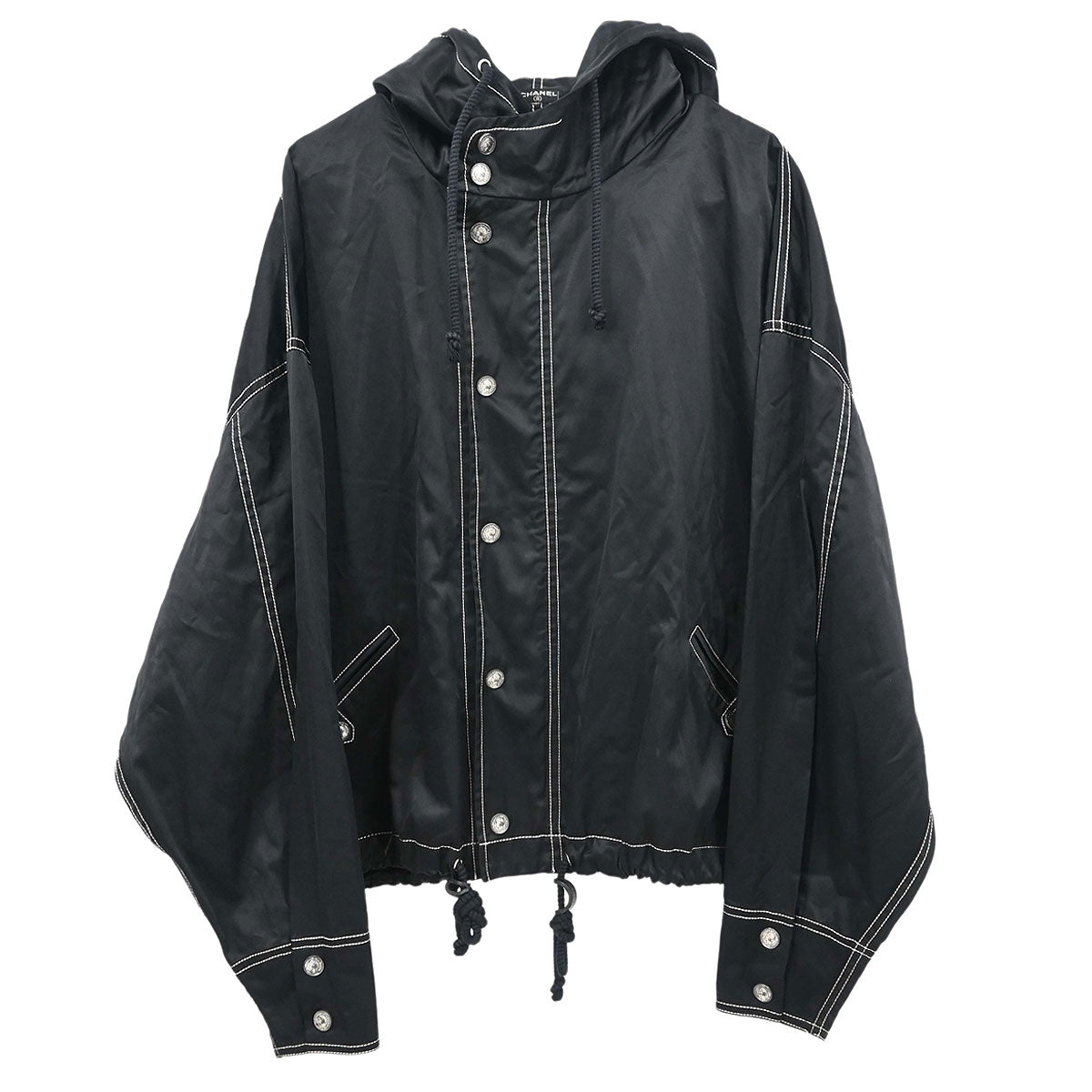 Chanel Hooded Zip Up Jacket Black