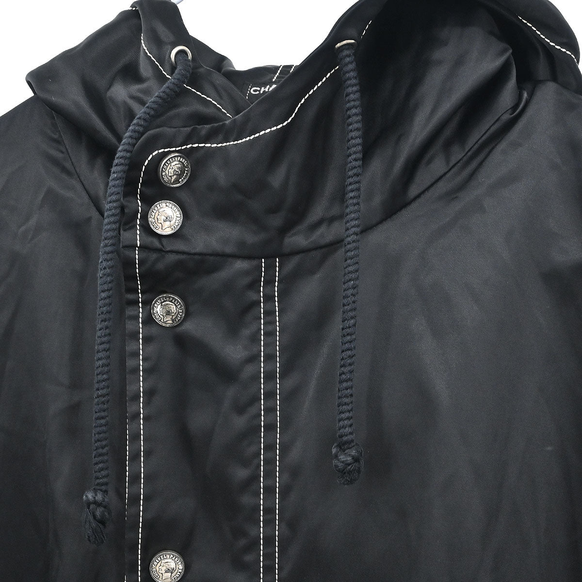 Chanel Hooded Zip Up Jacket Black