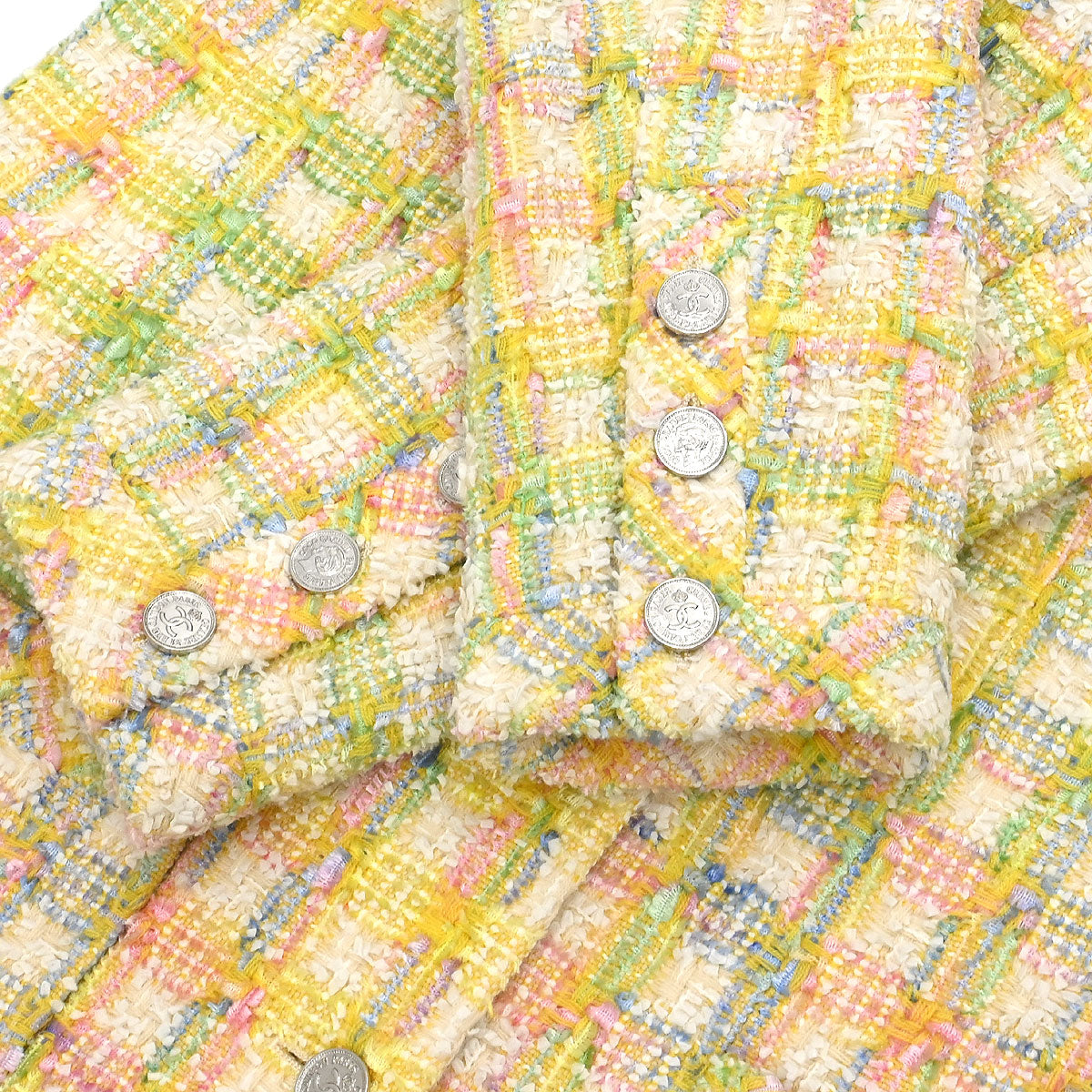 Chanel 1996 Single Breasted Jacket Tweed Yellow #44