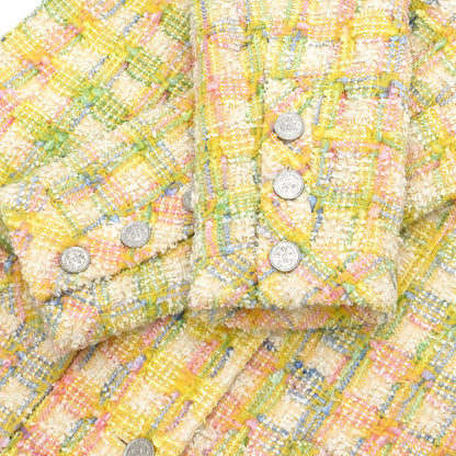 Chanel 1996 Single Breasted Jacket Tweed Yellow #44