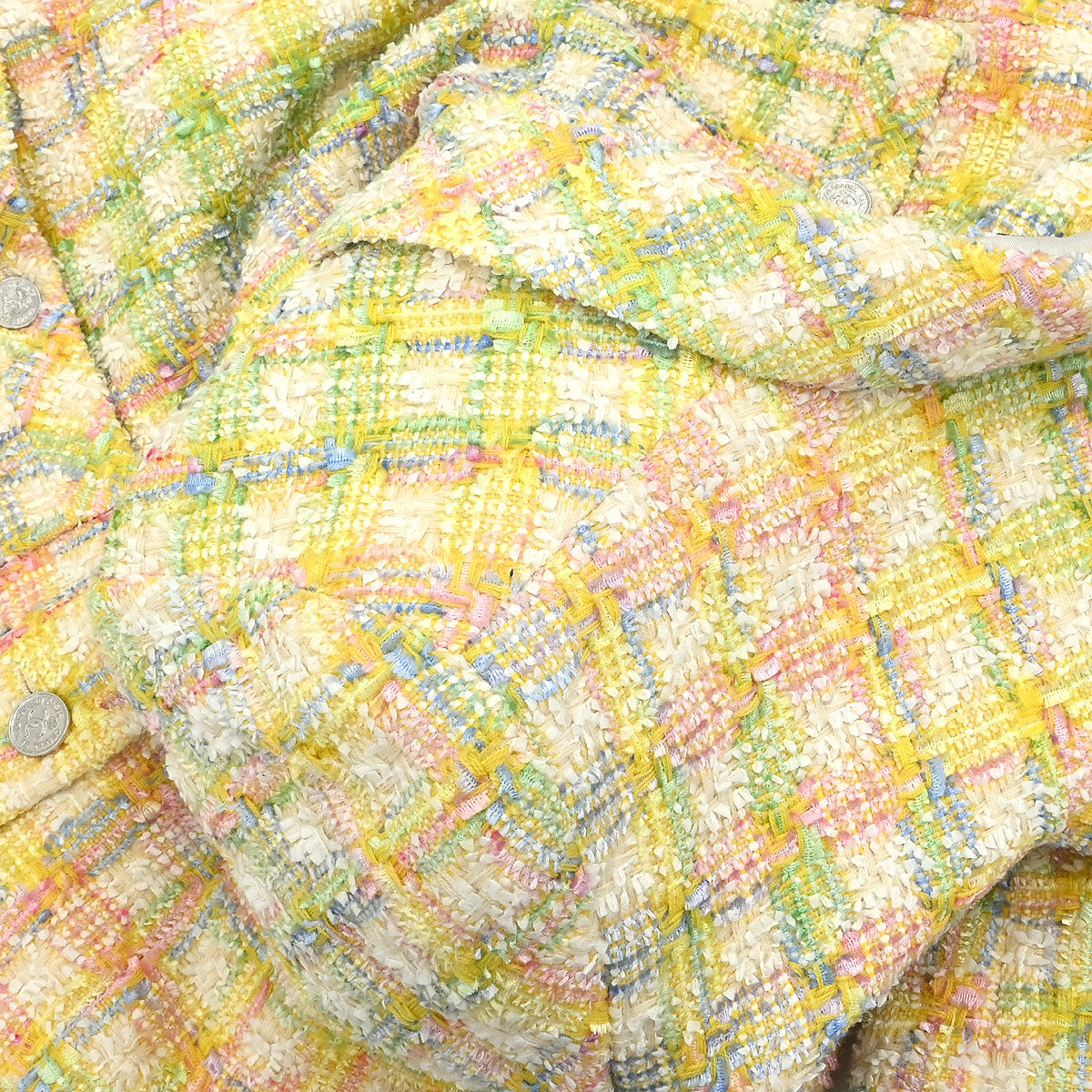 Chanel 1996 Single Breasted Jacket Tweed Yellow #44