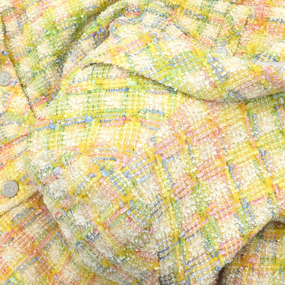 Chanel 1996 Single Breasted Jacket Tweed Yellow #44