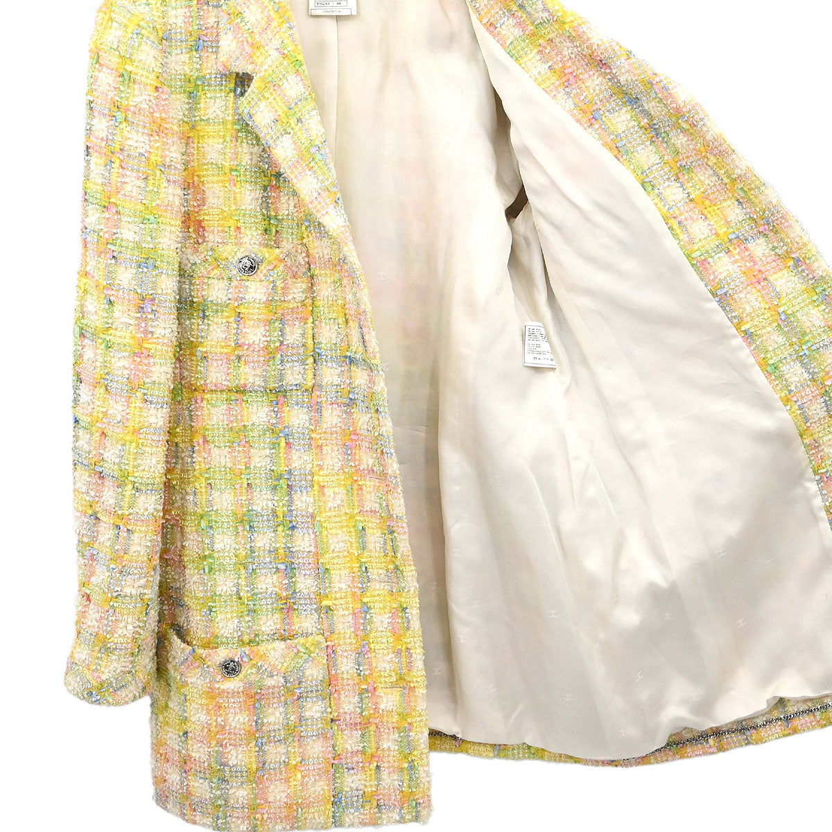 Chanel 1996 Single Breasted Jacket Tweed Yellow #44