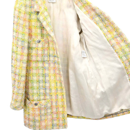 Chanel 1996 Single Breasted Jacket Tweed Yellow #44