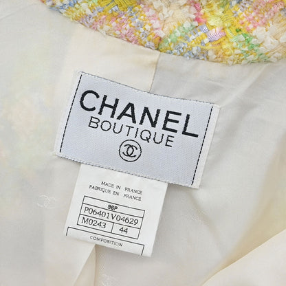 Chanel 1996 Single Breasted Jacket Tweed Yellow #44