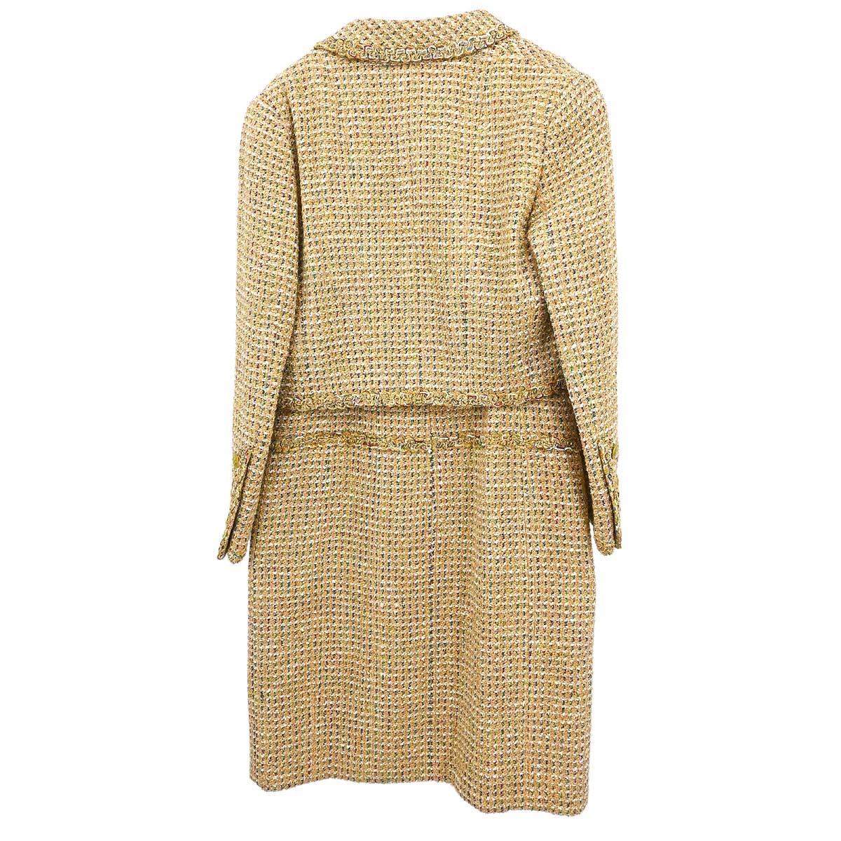 Chanel 1994 Setup Suit Jacket Dress Tweed Beige #38