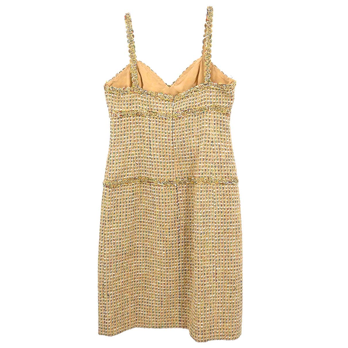 Chanel 1994 Setup Suit Jacket Dress Tweed Beige #38