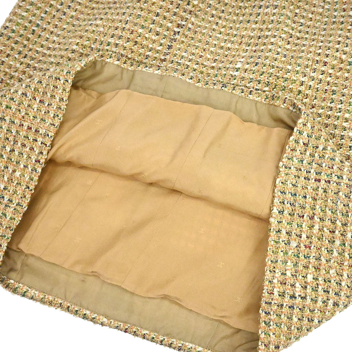 Chanel 1994 Setup Suit Jacket Dress Tweed Beige #38