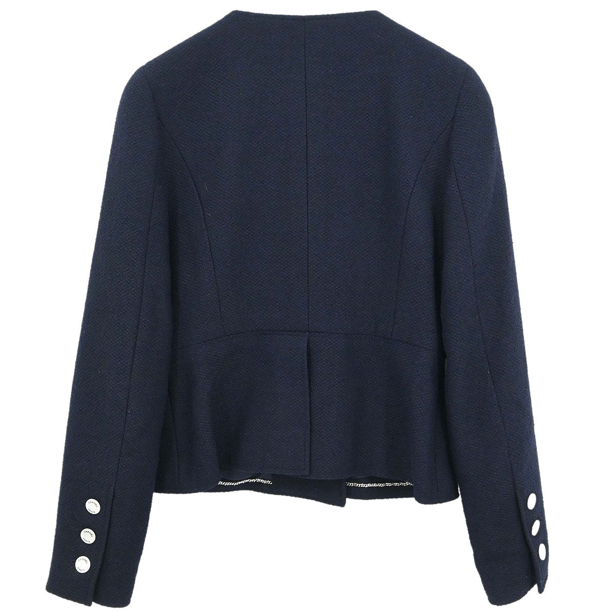 Chanel 1997 Double Breasted Collarless Jacket Navy #36