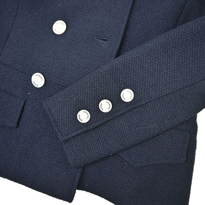 Chanel 1997 Double Breasted Collarless Jacket Navy #36