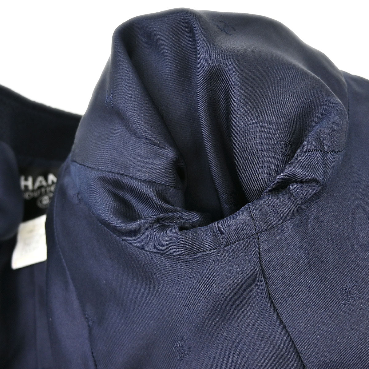 Chanel 1997 Double Breasted Collarless Jacket Navy #36