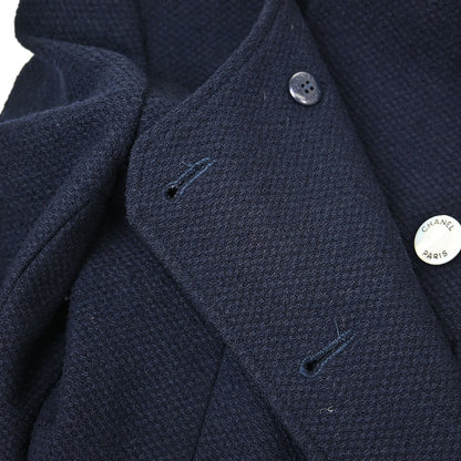 Chanel 1997 Double Breasted Collarless Jacket Navy #36