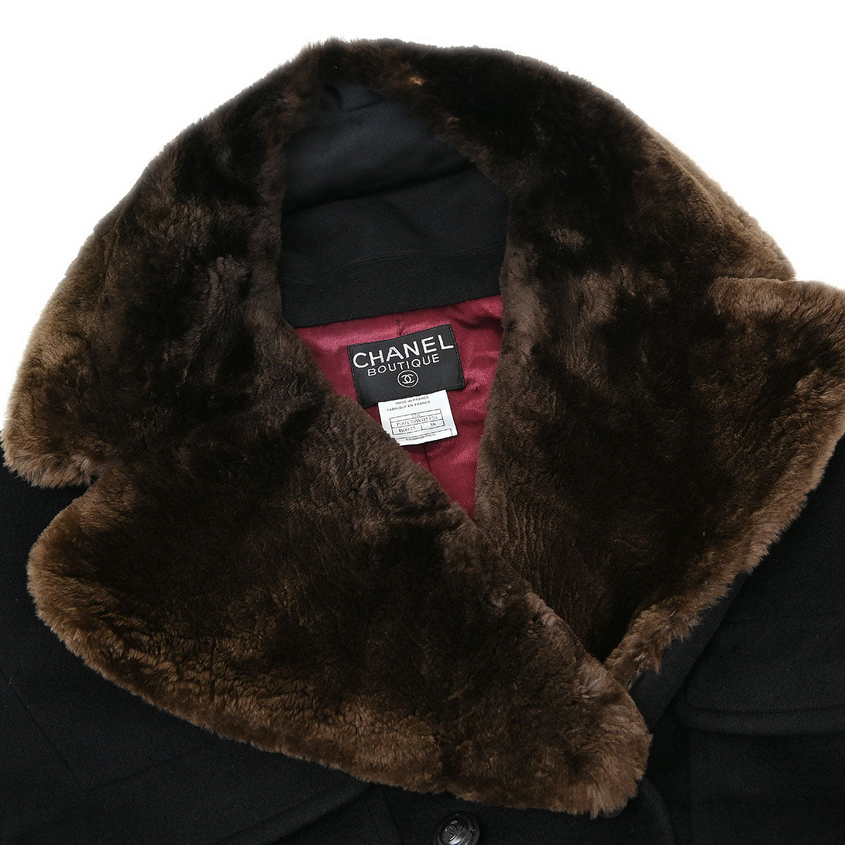Chanel 1997 Bieber Fur Collar Cashmere Coat #38