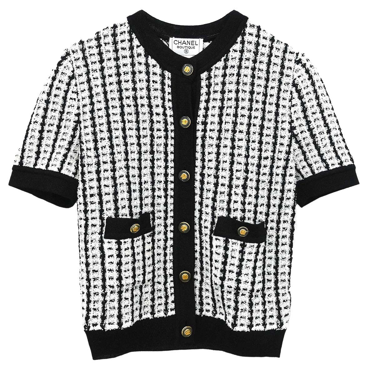 Chanel 1997 Tweed Cardigan Black #42