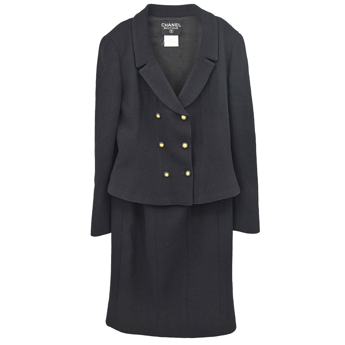 Chanel 1996 Setup Suit Jacket Skirt Black #38