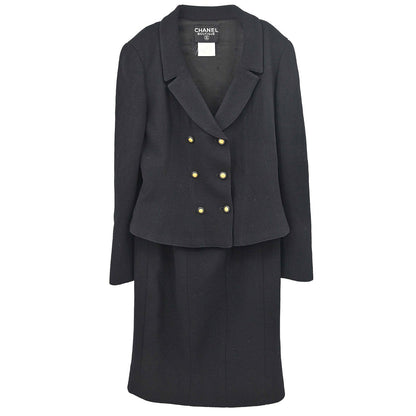 Chanel 1996 Setup Suit Jacket Skirt Black #38