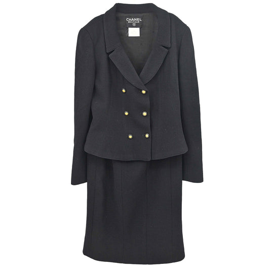 Chanel 1996 Setup Suit Jacket Skirt Black #38