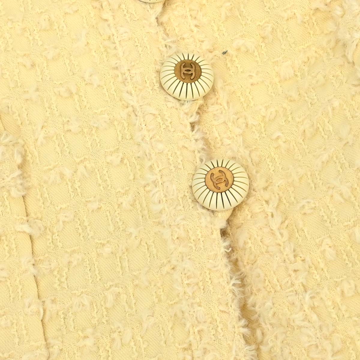 Chanel 1993 Setup Suit Jacket Skirt Tweed Yellow #38