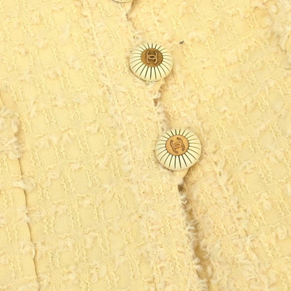 Chanel 1993 Setup Suit Jacket Skirt Tweed Yellow #38