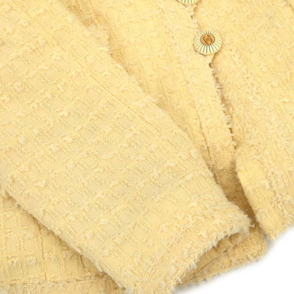 Chanel 1993 Setup Suit Jacket Skirt Tweed Yellow #38